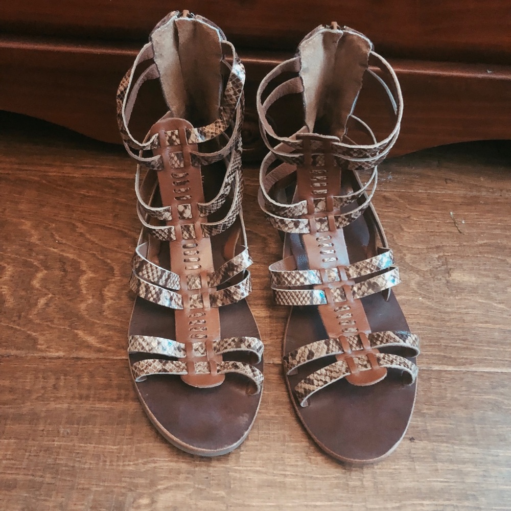Snake skin gladiator sandals